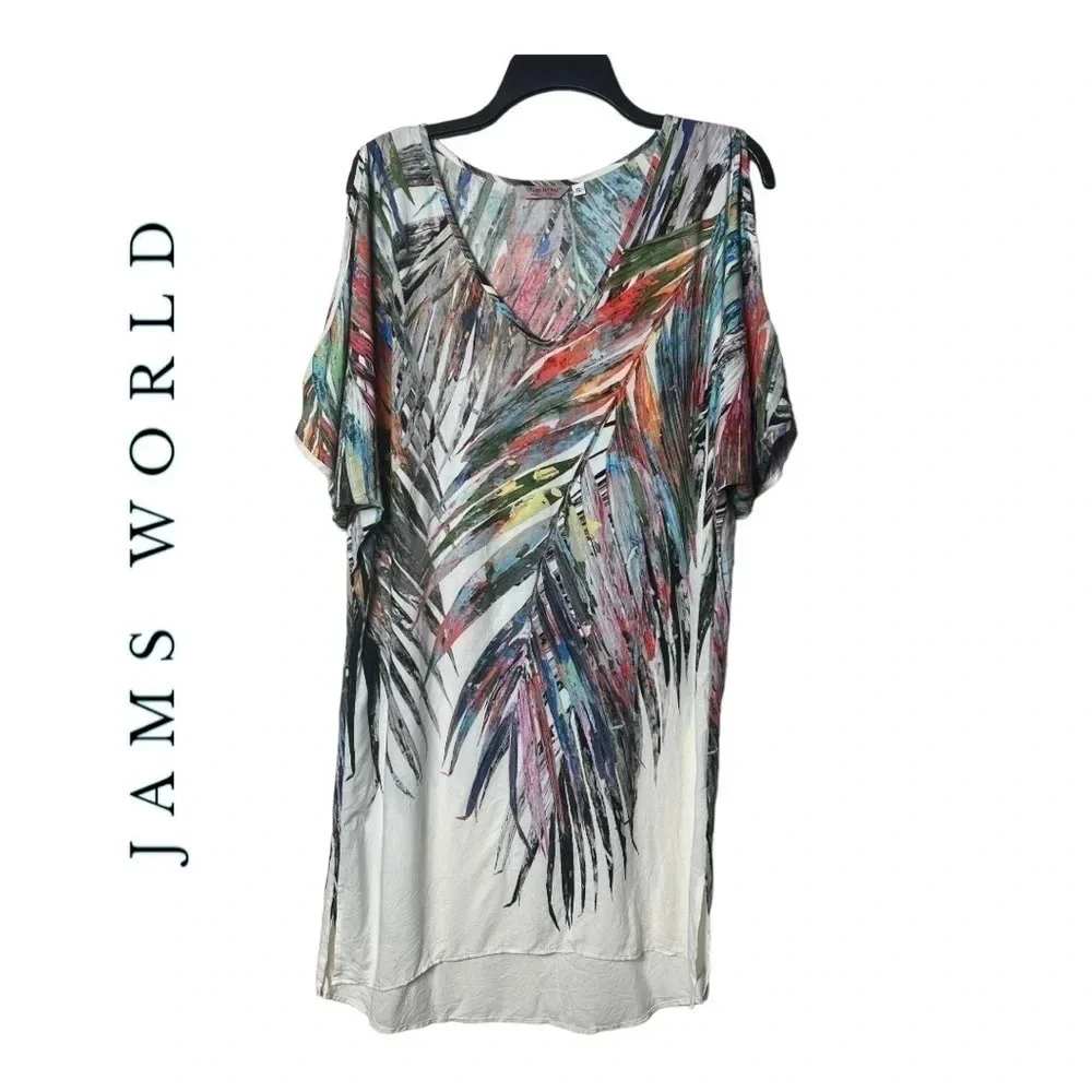 0386W. JAMS WORLD‎ TROPICAL PRINT KNEE LENGTH DRESS SIZE SMALL MULTICOLORED